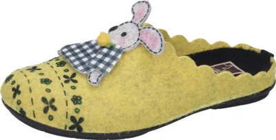 Produktbild von Manitu Damen Pantoffeln Hausschuhe Filz Hasenmotiv 320672, Größe:42 EU, Farbe:Gelb