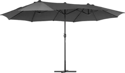 Produktbild von Garten-Sonnenschirm - Doppelsonnenschirm - 4,55 x 2,65 m - Wasserabweisend - Mit Kurbel - Grau