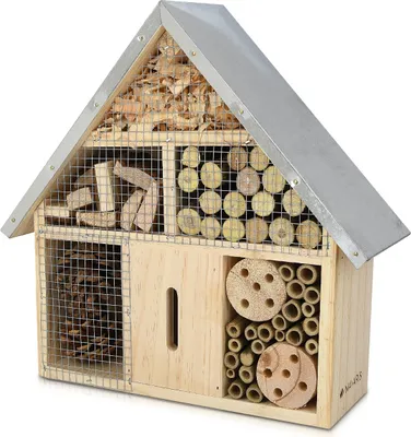 Produktbild von Navaris Insektenhotel aus Holz - versch. Größen und Designs - Naturbelassenes Insekten Hotel für verschiedene Fluginsekten