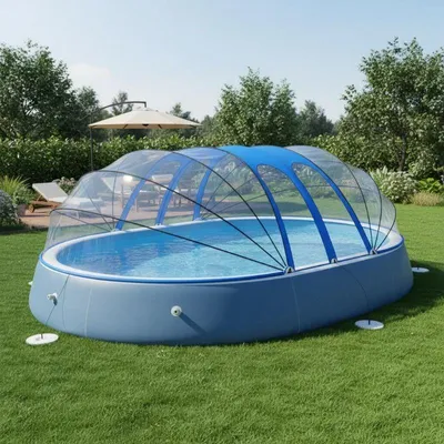 Imagen del producto de Cubierta para piscina ovalada - 620x410x210 cm - PVC con protección UPF 30 - Transparente - Para uso exterior