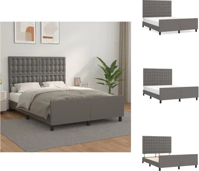 Produktbild von vidaXL Bettgestell mit Kopfteil Grau 140x190 cm Kunstleder -  Betten & Bettgestelle