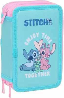 Immagine prodotto di Astuccio triplo Stitch Blue 12,5 x 19,5 x 5,5 cm 37 pezzi