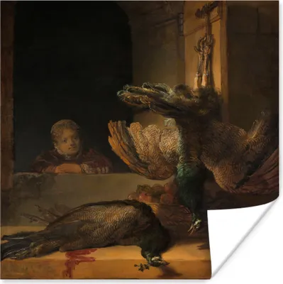 Produktbild von MuchoWow® Poster Stillleben mit Pfauen - Rembrandt van Rijn 100x100 cm - Babyzimmer