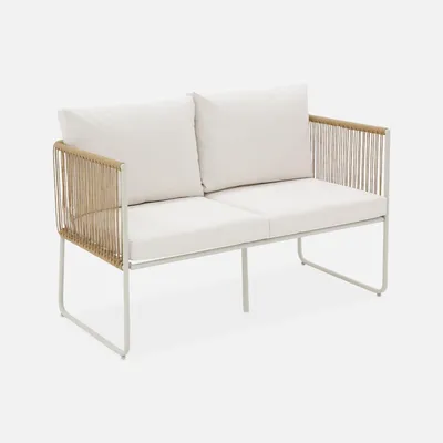 Produktbild von sweeek - Loungeset aus verzinktem Stahl mit Kunststoffbespannung, 4 Sitzplätze - Natur