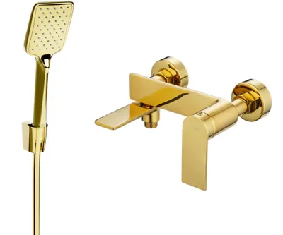 Zdjęcie produktu dla Mexen Zero R62 bateria wannowa z zestawem prysznicowym, złota - 7113R62-50