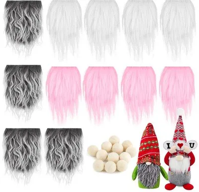 Image de Ensemble de 12 perles en bois « Nain de Noël à barbe » - Bricolage de Noël