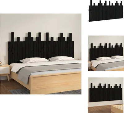 Produktbild von vidaXL Wand-Kopfteil Schwarz 166x3x80 cm Massivholz Kiefer -  Kopf- & Fußenden