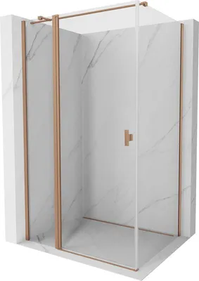 Image de Mexen Mist T cabine de douche battante 85 x 95 cm, transparent, cuivre brossé - 8A4T-085-095-65-00
