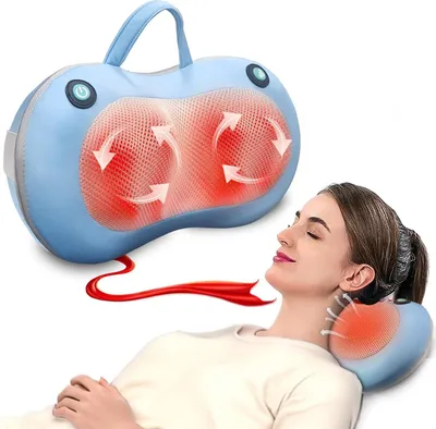 Produktbild von Shiatsu Nackenmassagegerät für Nacken & Rücken, 2 Massageköpfe, Rotlicht-Wärmetherapie, wiederaufladbar, ideales Geschenk für Frauen