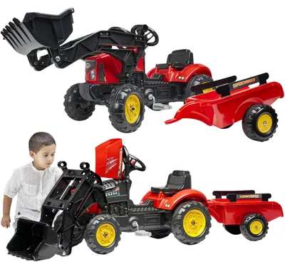 Immagine prodotto di FALK Trattore Supercharger, rosso, con cofano apribile, rimorchio e pala. Adatto a bambini dai 2 anni in su
