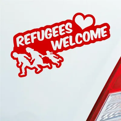 Produktbild von Auto Aufkleber Refugees Welcome Flüchtlinge Willkommen 20x9 cm Rot Sticker Heckscheibenaufkleber