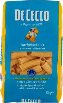 Produktbild von 24x Pasta De Cecco 100% Italienisch Tortiglioni N°23 Nudeln 500g + Italian Gourmet Polpa 400g