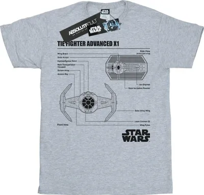 Image de Star Wars - T-Shirt pour homme "TIE Fighter X1" BI46007 (3XL) (Gris chiné)