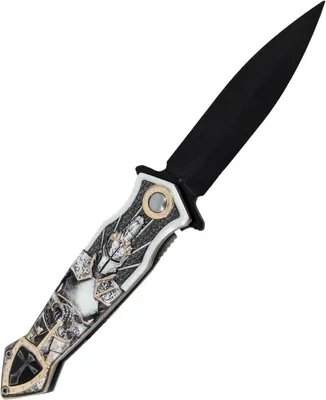 Produktbild von Klappmesser Ritter schwarz-golden, schwarze Stahlklinge