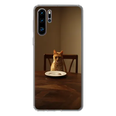 Produktbild von MuchoWow® Handyhülle Schutzhülle Hülle für Huawei P30 Pro Katze - Esstisch - Teller Silikon Softcase Handy Hülle - Schutzdeckel