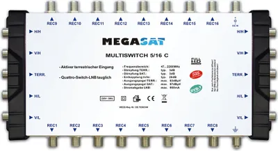 Produktbild von Megasat Multischalter 5/16 C Kaskade Multiswitch DiSEqC Verteiler erweiterbar Quad tauglich