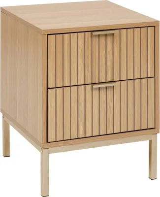 Produktbild von 5five Simply Smart | Nachttisch - mit metallischen Füßen - Eiche - Modernes Design - Praktische Schubladen