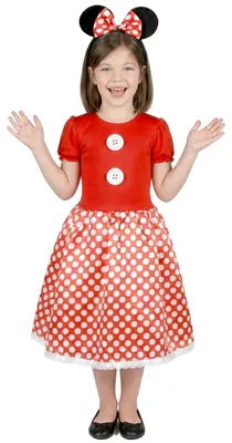 Produktbild von Mauskostüm in Rot-Schwarz-Weiß für Mädchen 5-6 Jahre (S)