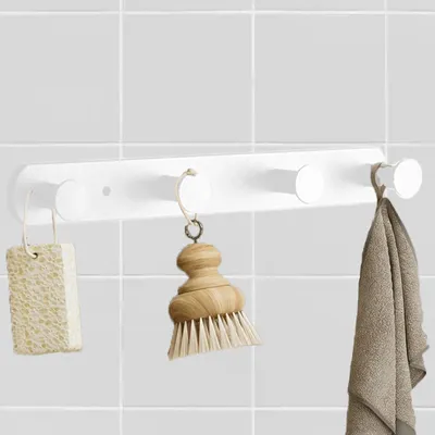 Produktbild von Wandgarderobe, Wandhaken, weiße Garderobe, stabile Hakenleiste, für Handtücher im Badezimmer, Kleidung im Schlafzimmer, Küchenhandtücher