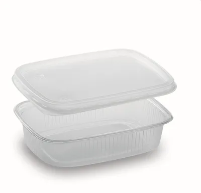 Produktbild von 250x Rechteckbecher klar 125 ml mit Deckel PP mikrowellengeeignet