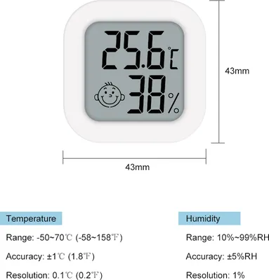 Obrázek produktu pro Mini vnitřní teploměr Monitor vlhkosti Digitální LCD teplotní senzor Měřič vlhkosti Teploměr Teploměr Pokojový vlhkoměr Meteostanice