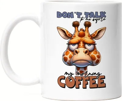 Produktbild von Don't talk to me before my morning coffee Grimmige Giraffe Tasse Weiß - Geschenk für Freunde