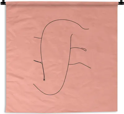 Produktbild von MuchoWow® Wandteppich Wandbehang Frauen - Linienkunst - Minimalismus 150x150 cm Tapisserie Dekoration Wandtuch - Wohnaccessoires - Modernes