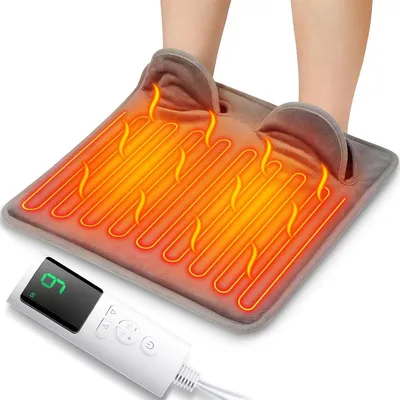 Produktbild von Elektrischer Fußwärmer, Fußheizkissen mit LCD-Anzeige und 9 Temperaturstufen, 40*39.5*1.5cm, für unter den Schreibtisch, Büro, Zuhause