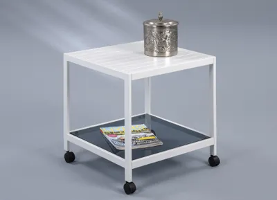 Image de Table basse / table d'appoint « Tago » sur roulettes - métal - blanc - 50 x 50 x 50 cm
