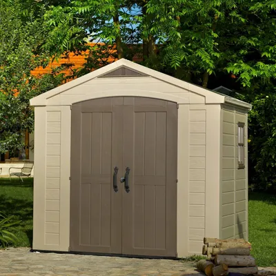 Immagine prodotto di Dmora Casetta da Giardino Weyburn 182x256.5x243h cm Beige, Resistente Agli Agenti Atmosferici Presenza Finestre