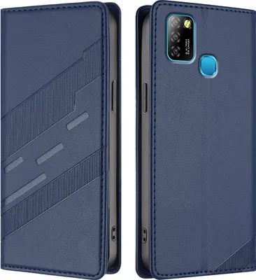 Produktbild von Hülle für Infinix Smart 5/Hot 10 Lite, Kunstleder Brieftaschen Handyhülle mit Kartenfach und Standfunktion Blau