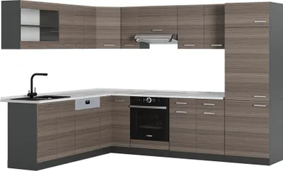 Produktbild von Eckküche Vicco R-Line Edelgrau/Anthrazit 287 x 60 cm , AP Marmor, Model 53835