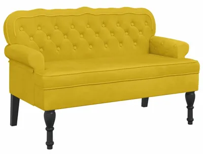 Produktbild von vidaXL Sitzbank mit Rückenlehne Gelb 119,5x64,5x75 cm Samt