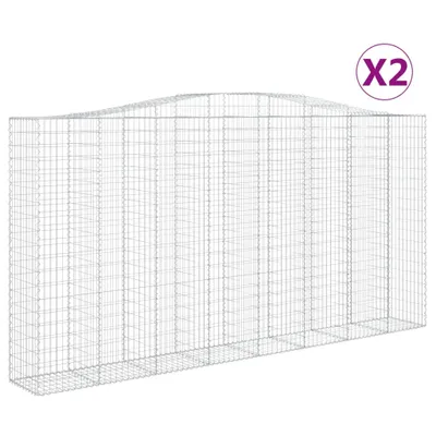 Produktbild von vidaXL Gabionen mit Hochbogen 2 Stk. 400x50x200/220cm Verzinktes Eisen