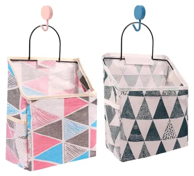 Produktbild von 2 Stück Hängetasche Tür Organizer mit 2 Liebeshaken, Hängeorganizer Wand Hängend, Wandorganizer Hängendfür Wand Badezimmer Zuhause Schlafsaal Büro (Rosa + Blau)