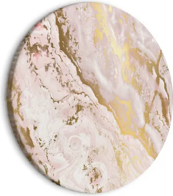 Produktbild von Runde Bilder 80x80 cm Marmoroptik rosa gold Leinwandbild 1 tlg Kunstdruck modern Wandbilder XXL Wanddekoration Design Wand Bild Steinwand 3D Effekt Abstrakt f-C-10027-bc-a