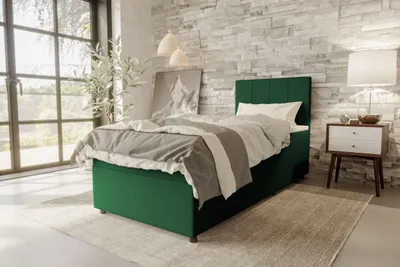 Produktbild von 99rooms Kira Mini Boxspringbett Cordstoff POSO Dunkelgrün 90x200 cm