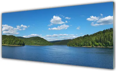 Produktbild von Acrylglasbilder 125x50 Wandbild Druck See Wald Landschaft