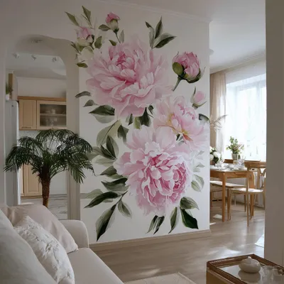 große rosa Pfingstrosen – Decords Wandtattoo, Produktansicht 1
