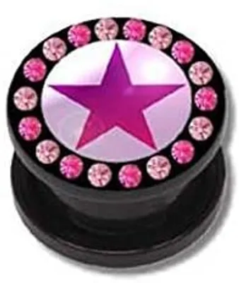 Produktbild von Ohr Flesh Acryl Tunnel Piercing Screw On Motiv Stern Mit Bunten Kristallen - 10mm