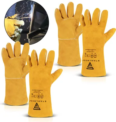 Produktbild von STAHLWERK Schweißer Handschuhe aus hitzebeständigem und robustem Echtleder