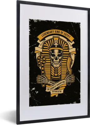 Produktbild von MuchoWow® MuchoWow® Gerahmtes Poster Pharao - Ägypten - Skelett - Retro 40x60 cm - Poster mit zchwarzem Bilderrahmen - Poster in Rahmen