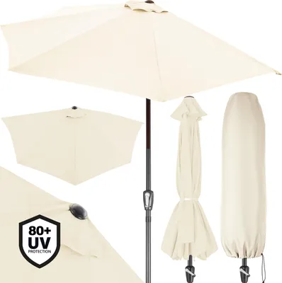 Image de KINGSLEEVE® Demi-parasol Ø 270 cm crème Parasol de balcon terrasse avec manivelle Pare-soleil Protection solaire UV 50+
