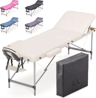 Image de Table de massage en aluminium - Lit de physiothérapie - Pour les traitements professionnels - Modèle 3 zones le plus léger - 195 x 70 cm - Noir