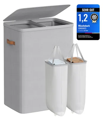Produktbild von SONGMICS Wäschekorb, 170 L Wäschesammler, 2 Fächer, mit Deckel und Griffen