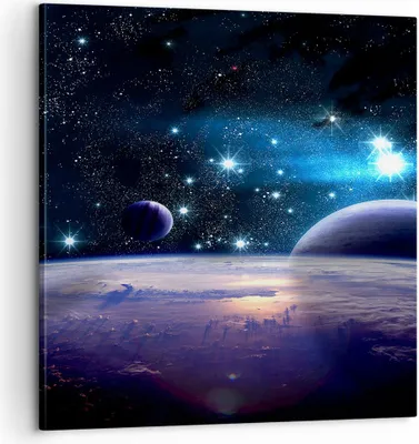 Produktbild von Bild auf Leinwand - Leinwandbild - Kosmos Planet - 60x60cm - Wand Bild - Wanddeko - Wandbilder - Leinwanddruck - Bilder - Kunstdruck - Wanddekoration - Leinwand bilder - Wandkunst - AC60x60-3575