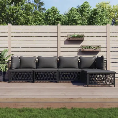 Immagine prodotto di set di 5 pezzi da giardino con cuscini in acciaio antracite