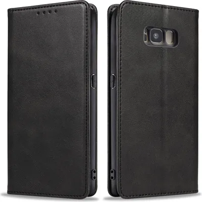 Produktbild von Handyhülle für Samsung Galaxy S8 Kunstleder Flip Cover Hülle Handytasche Case Kartenfach Farbe: Schwarz