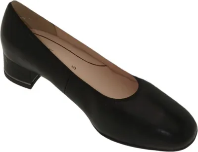 A single black pump shoe shown from a side-diagonal angle against a white background.