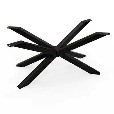 A black metal table base with a spider-like design, shown on a white background.